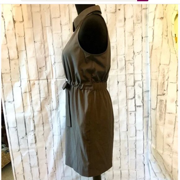 Prologue Sleeveless Dress Pockets Size XL Brown Collard Zip Up Drawstring Waist - Picture 12 of 12